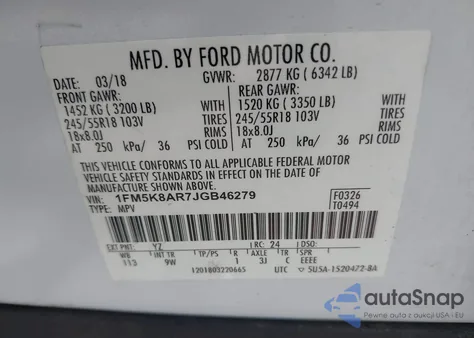 2018 Ford Police Interceptor from USA, damaged, VIN 1FM5K8AR7JGB46279